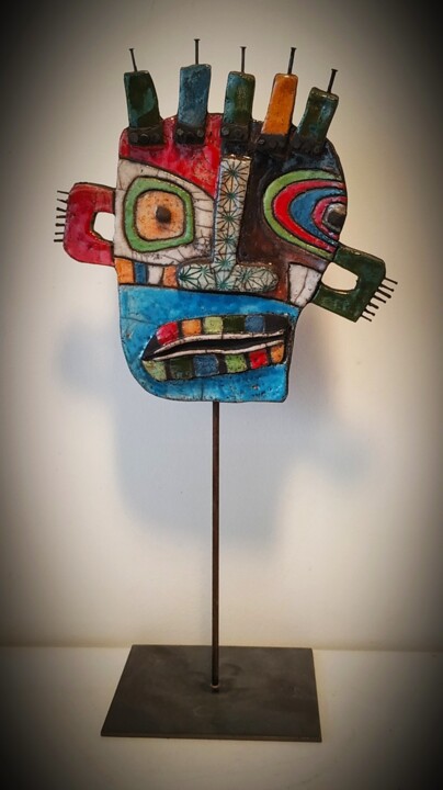 Masque gros dur inspiration Martine Le Bidan 雕塑, 13.8x7.9 in