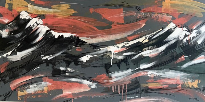 Mountain #1 Acrylic canvas landscape 绘画, 24x48 in