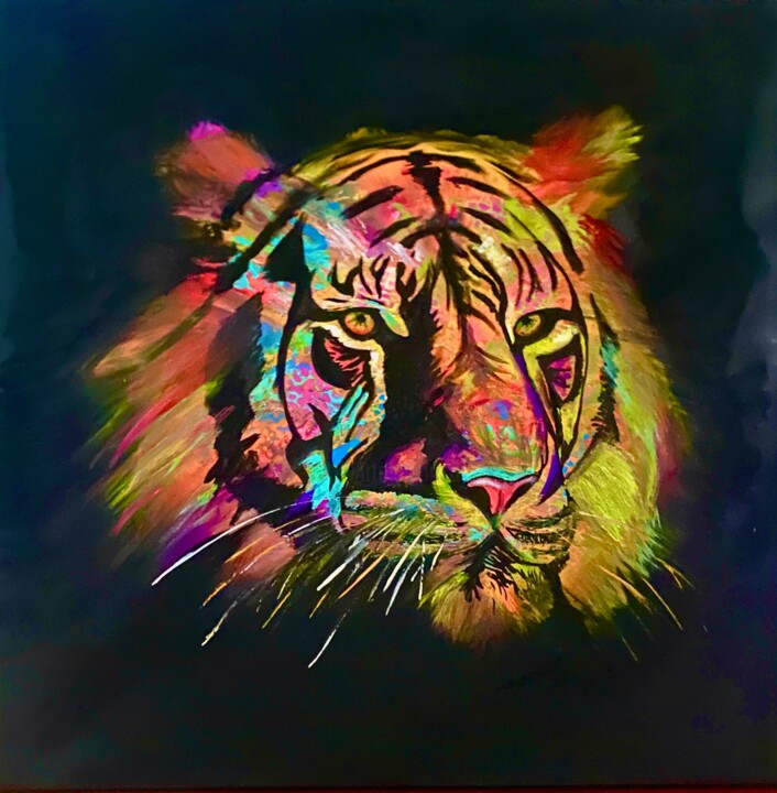 POP TIGER 绘画, 39.4x39.4 in