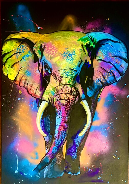 POP ELEPHANT SPECTRUM 绘画, 44.5x31.9 in
