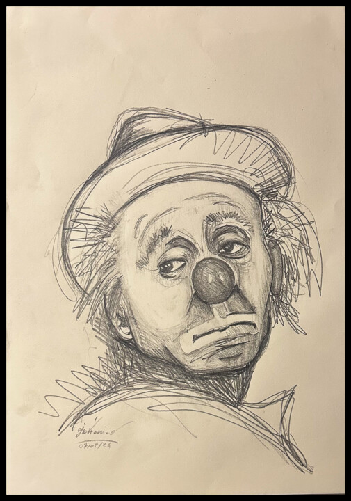 Portrait of a modern clown 图画, 16.5x11.7 in