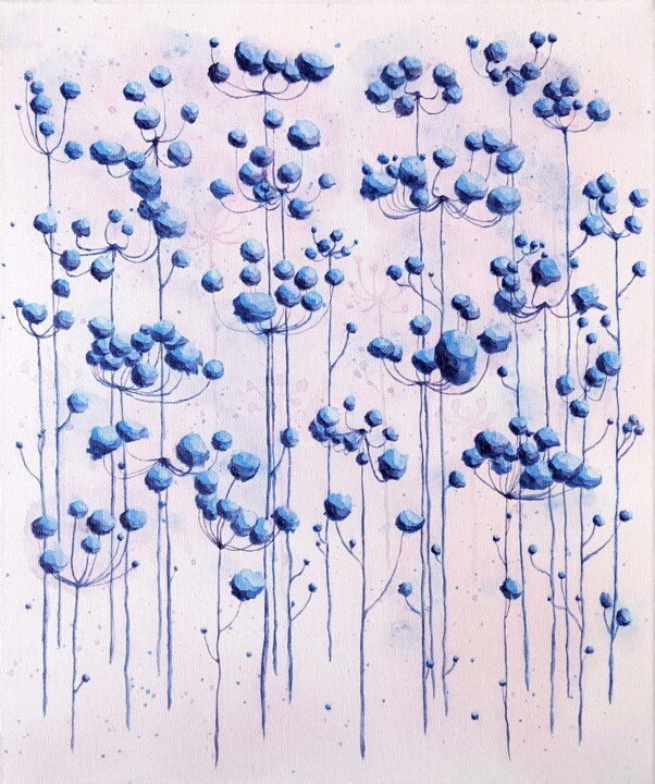 Swamp Flowers Painting, 18.1x15 in