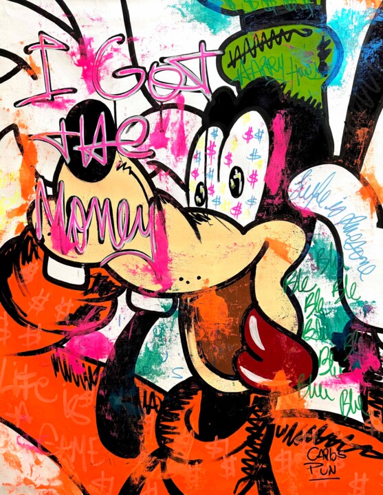Goofy in I Got The Money blu blu ble ble 绘画, 35.4x27.6 in