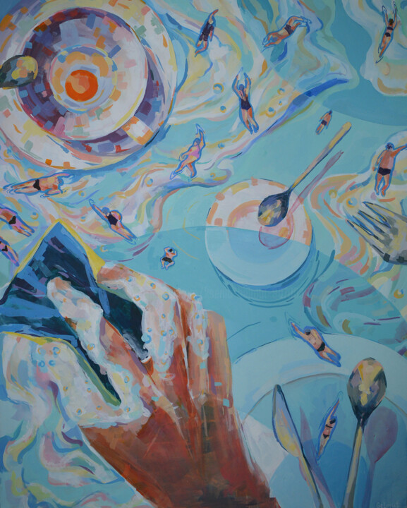 Ты моешь посуду и думаешь о лете 绘画, 39.4x31.5 in