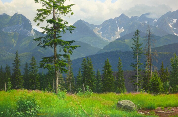 Painting titled "Summer has come to…" by Emil Mlynarcik, Original Artwork, Oil Mounted on Wood Stretcher frame