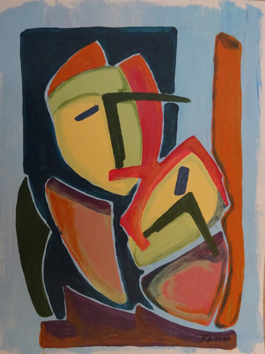 Femme à l'enfant penché 绘画, 12.8x9.8 in