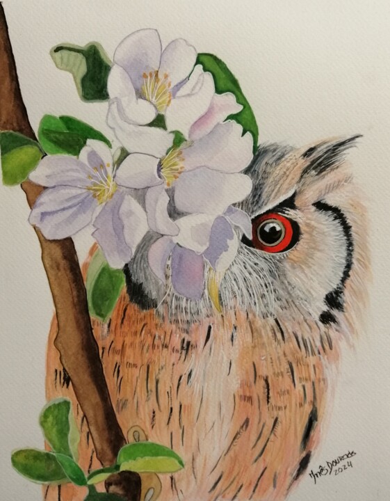 Corujinha Cusca 绘画, 12.6x9.5 in