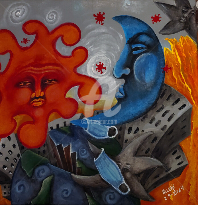 A Fractured World Schilderij, 12x12 in