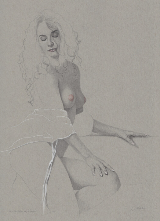 "Das Mädchen auf der Treppe (23:28)" 图画, 11.9x8.6 in