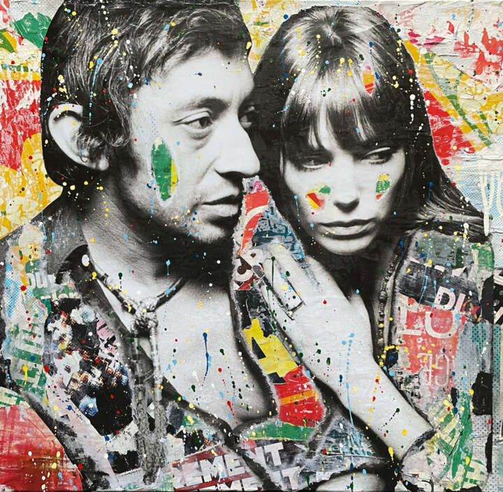 Du love et de l'eau Painting, 23.6x23.6 in