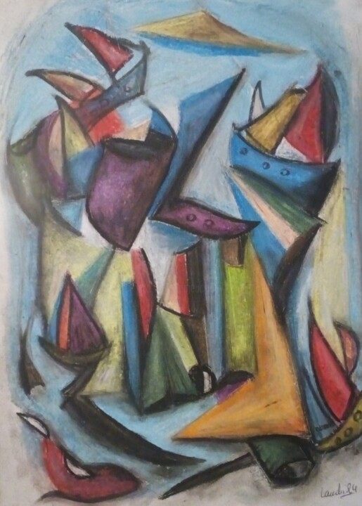 L'ile aux bateaux 图画, 16.5x11.7 in