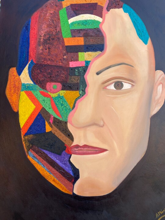 Half Robot, Half Man - The Robot Man 绘画, 40x30 in