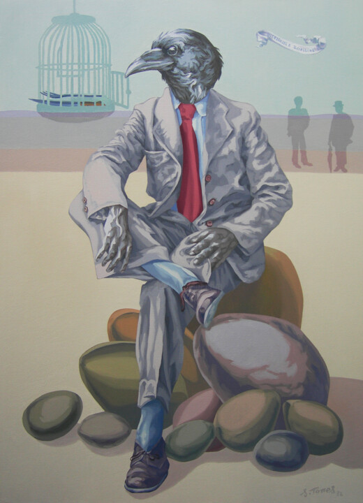 Pajaritos y pajarracos. 绘画, 39.4x27.6 in