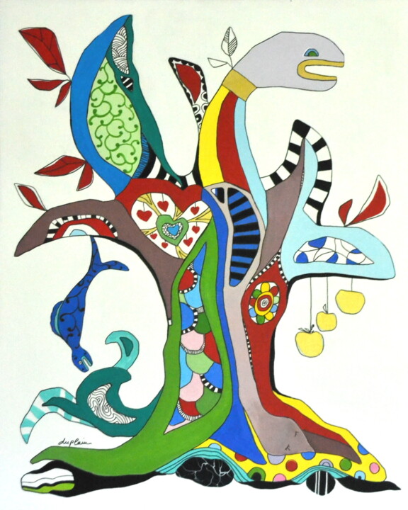 Peinture intitulée ""Genèse"" par Sophie Duplain, Œuvre d'art originale, Acrylique Monté sur Châssis en bois