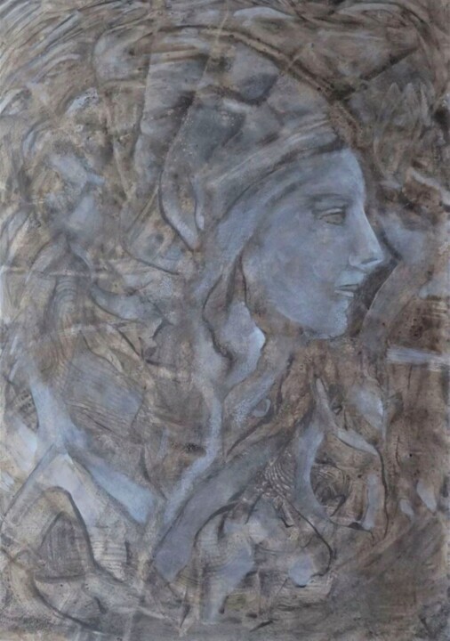 dimension traveler- powdered graphite, tempera grassa, flemi 绘画, 27.6x19.7 in