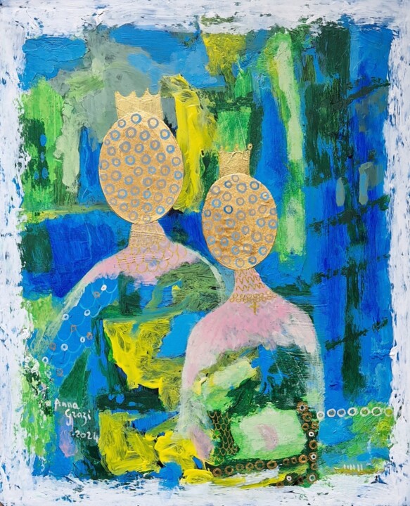 Les princes au balcon 绘画, 11.8x9.8 in