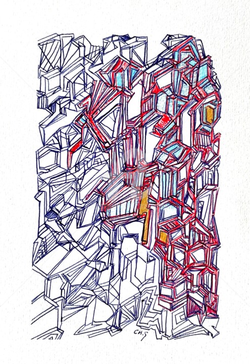 绘画 标题为“F44” 由Chris.Sopena, 原创艺术品, 中性笔