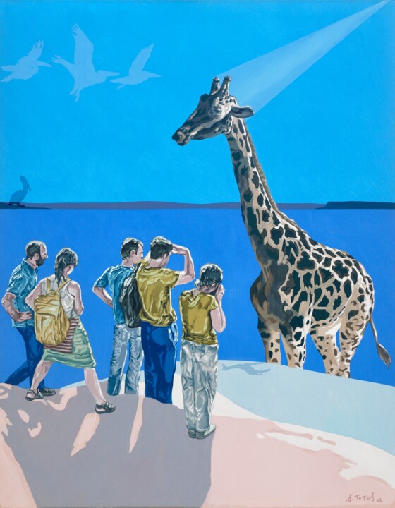 La migración de las jirafas. 绘画, 57.5x44.9 in