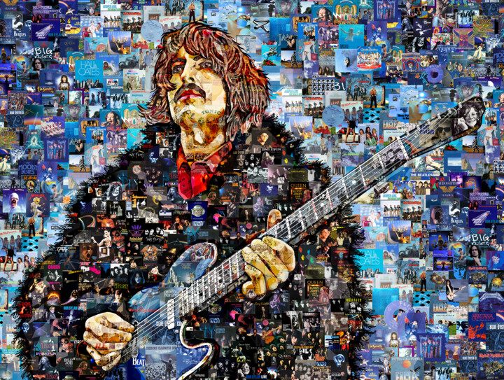 Art Collage Poster Print George Harrison 数字艺术, 30x40 in