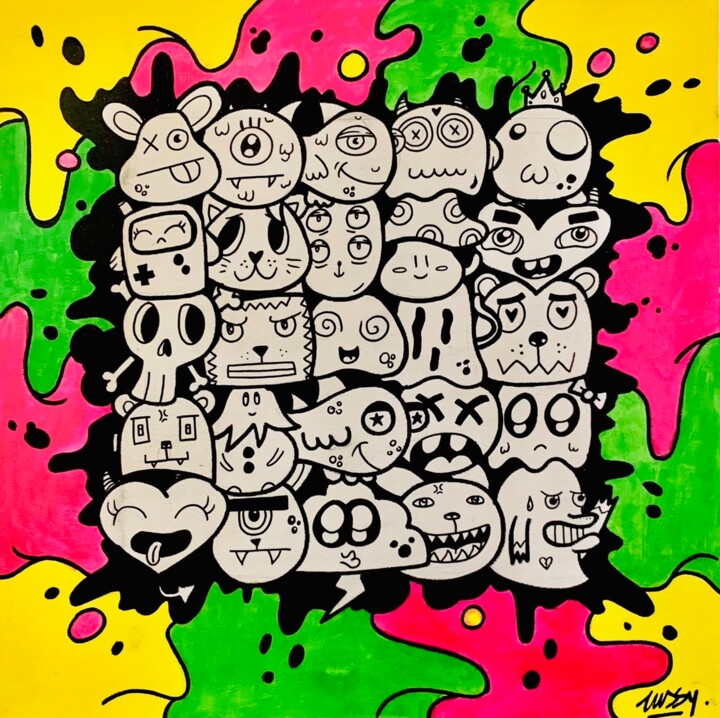 K2000 Psychédélique illu 绘画, 19.7x19.7 in
