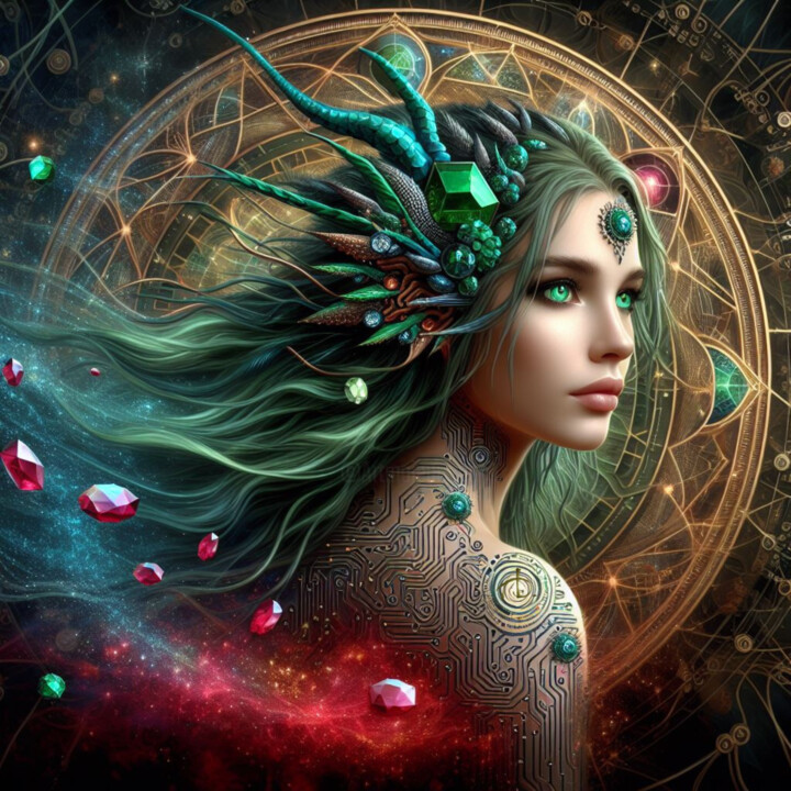 제목이 "GreenDragon E."인 디지털 아트 Artportal1618로, 원작, AI 생성 이미지