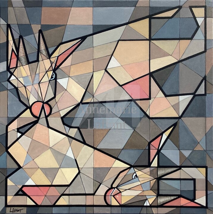 Caprins géométriques 绘画, 23.6x23.6 in