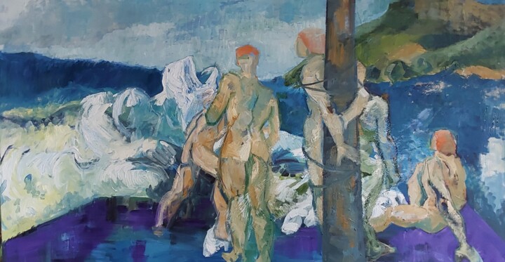 Odysseus auf See 绘画, 33.5x60.6 in