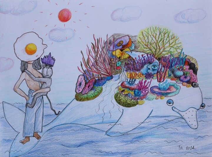 Painting titled "Sabo & Babu on the…" by Ta Byrne, Original Artwork, Pencil