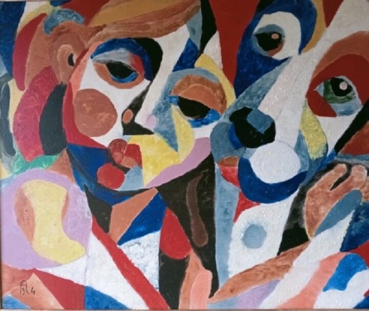 Peinture intitulée "«Complicité Enfanti…" par Audran, Œuvre d'art originale, Acrylique