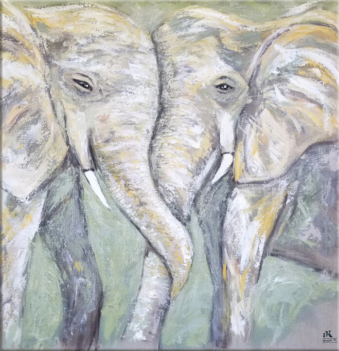 PASSIONNÉMENT, ÉLÉPHANT 绘画, 31.5x31.5 in