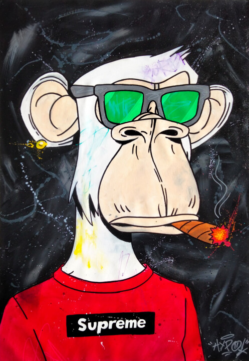 Bored Ape Yacht Club X Supreme 绘画, 39.4x27.6 in