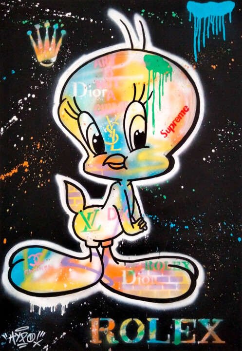 Tweety X Rolex 绘画, 39.4x27.6 in