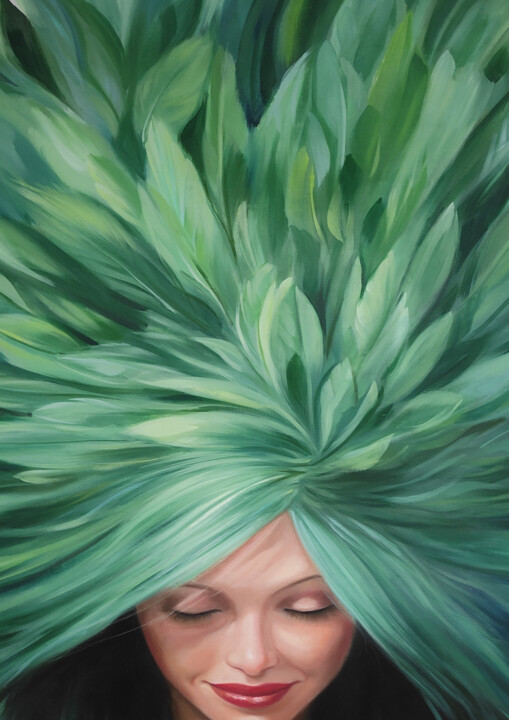 Xochiquetzal Blühende Blume 绘画, 39.4x27.6 in