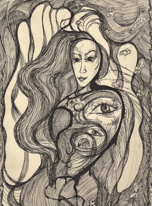 Сердце 绘画, 15.8x11.8 in