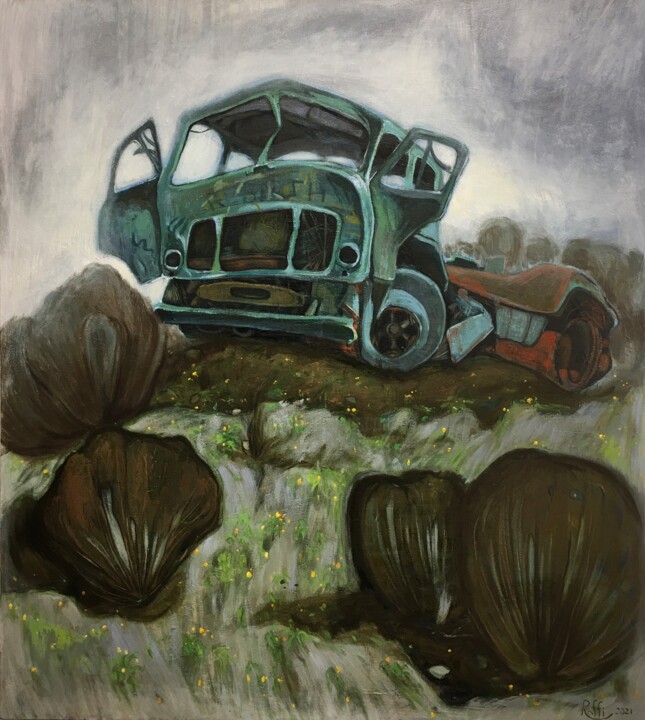 ''Old car''1 绘画, 39.4x35.4 in