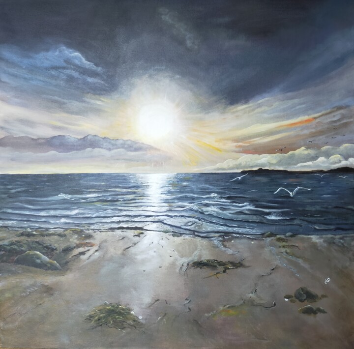 Coucher de soleil sur la mer à Séné Tablo, 31,5x31,5 in