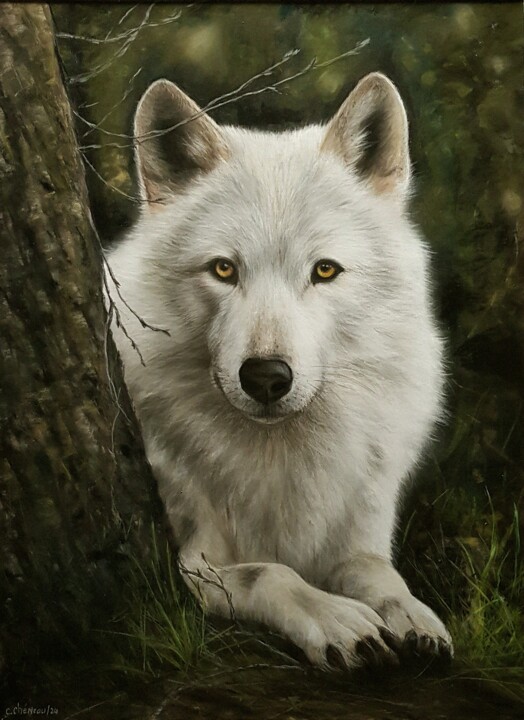 Loup dans les bois 图画, 23.6x17.7 in