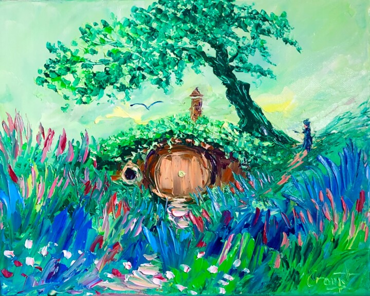 Maison du Hobbit 绘画, 9.5x11.8 in