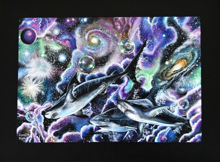 Requins Galactiques du Tonnerre 绘画, 11.8x15.8 in
