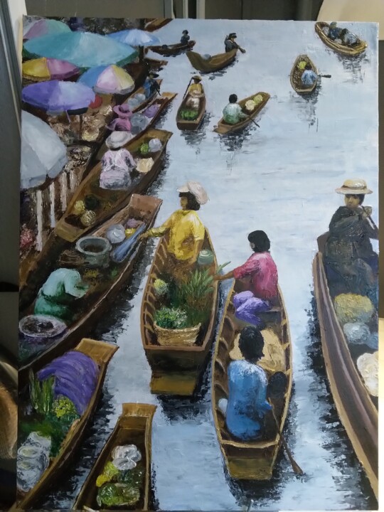 Marché Thailandais 绘画, 32.3x23.6 in