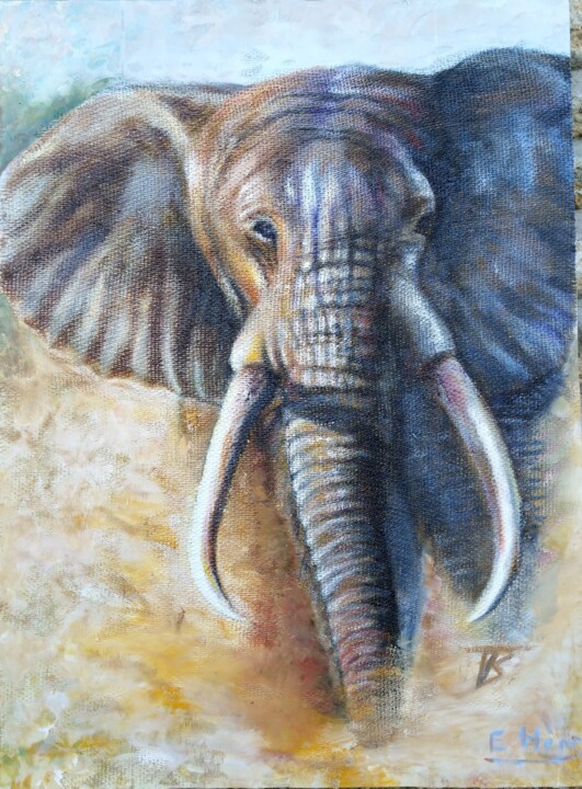 L'éléphant 绘画, 31.9x23.6 in