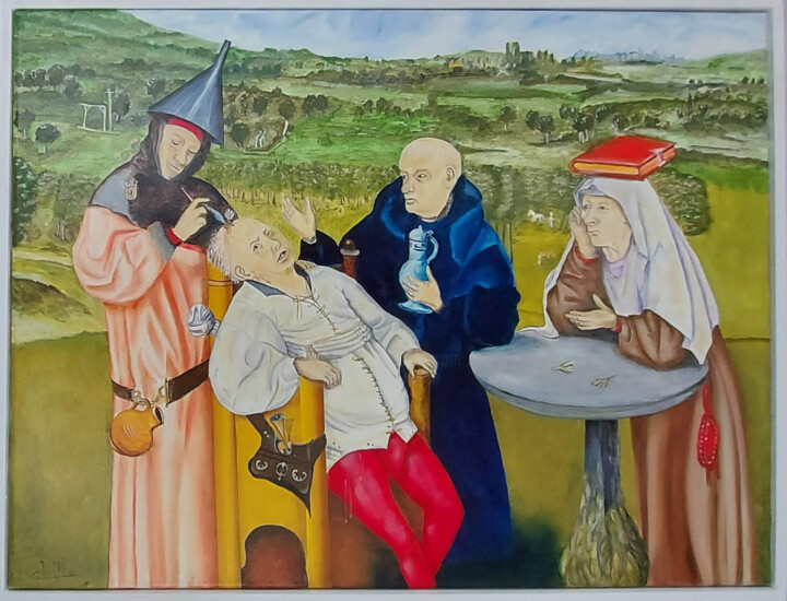 Pintura titulada "La pierre de folie" por Nicole Pèpe Gaumier, Obra de arte original, Oleo Montado en Bastidor de camilla de…