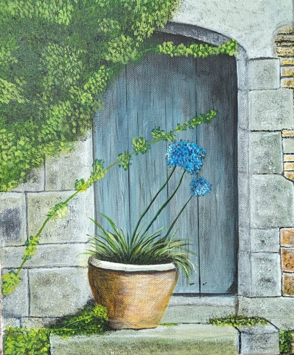 Porte bleue 绘画, 11.8x9.8 in