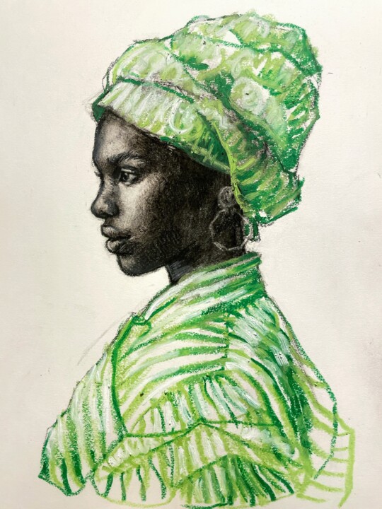 Portrait de femme 图画, 16.1x12.6 in