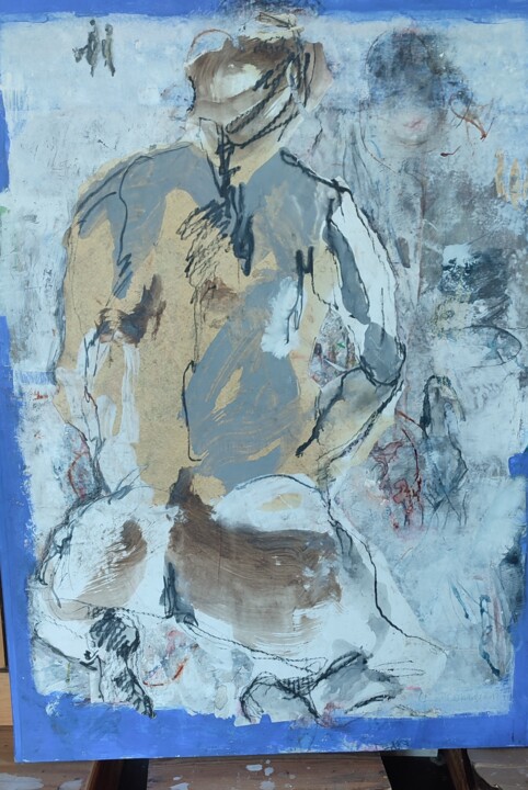 Peinture intitulée "EN bleu" par Catherine Monmarson, Œuvre d'art originale, Acrylique