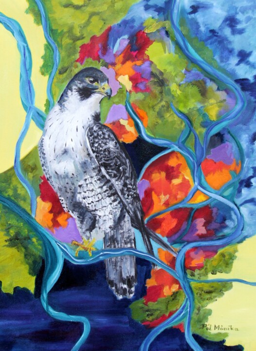 Peregrine Falcon 绘画, 23.6x15.8 in