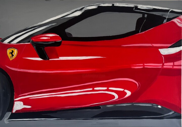 Ferrari sf90 spider 绘画, 27.6x39.4 in