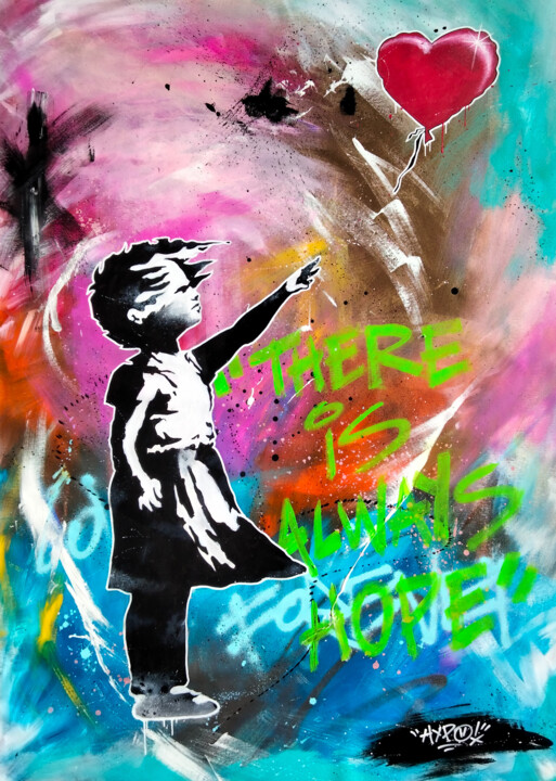 Hipo X Banksy - Balloon Girl #3 绘画, 55.1x39.4 in