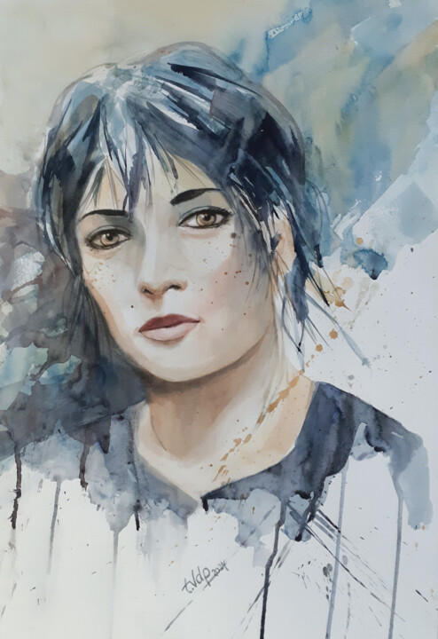 Painting titled "VALENTINA" by Tvdp Aquarelliste, Original Artwork, Watercolor