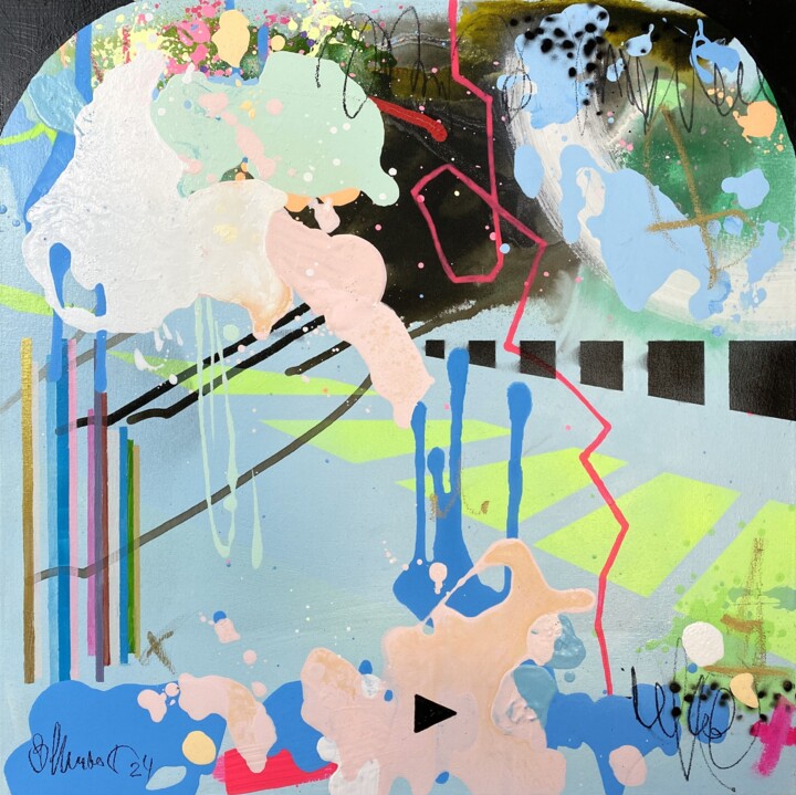 Painting titled "The Show Must go on…" by Beate Garding Schubert, Original Artwork, Acrylic Mounted on Wood Stretcher frame